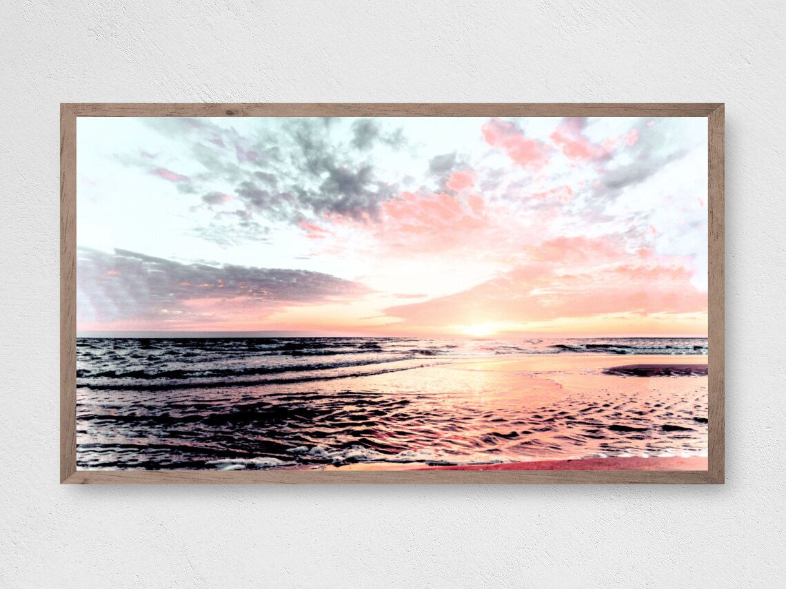 Pastel Ocean Sunset Art Print, Coastal Decor