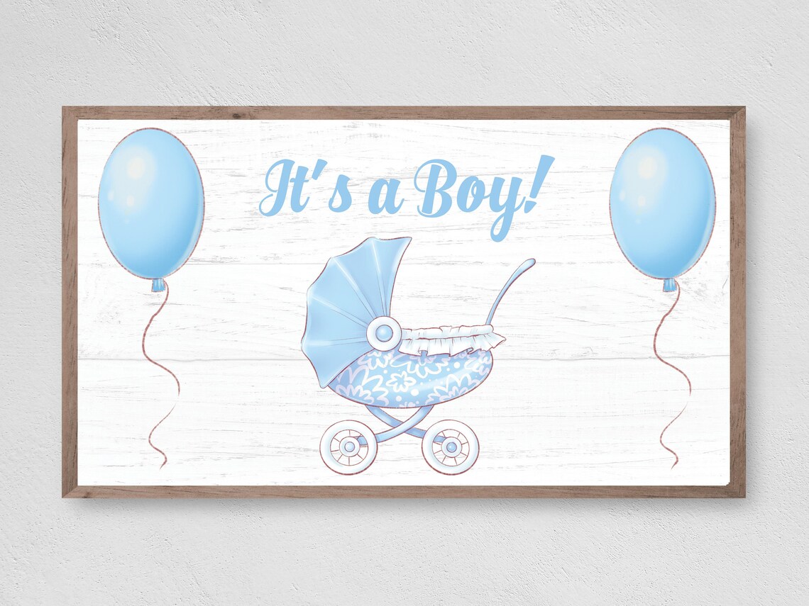 Its A Boy Baby Announcement Nursery Art Print