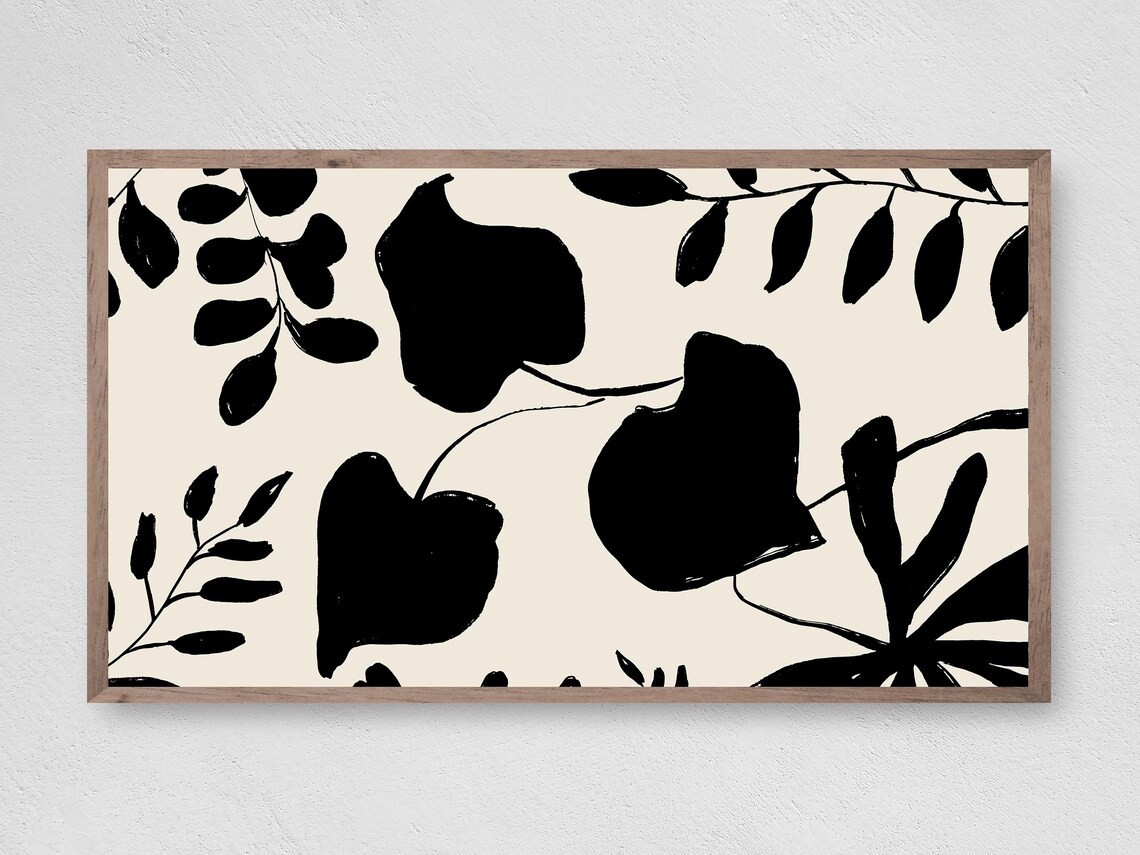 Black And White Vines Art Print, Abstract Modern
