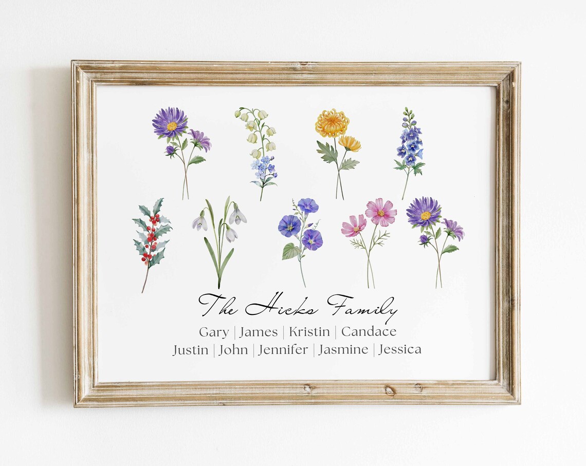 Christmas Birth Flower Family Garden Art Print