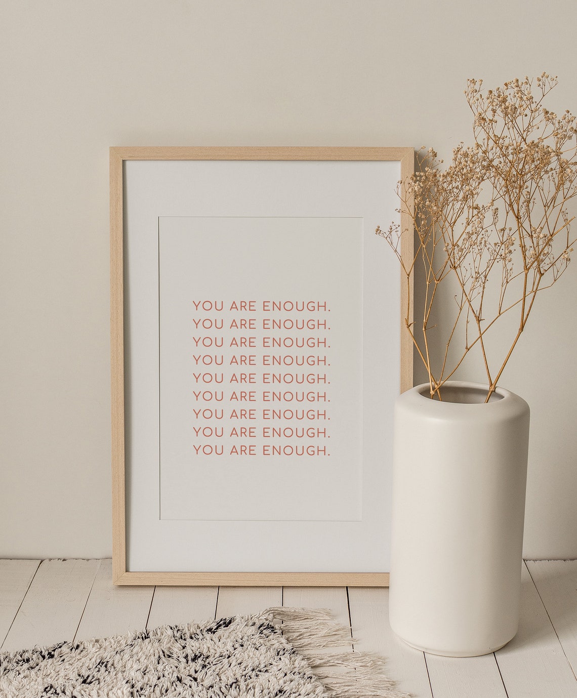 You Are Enough Repeated Affirmation Empowerment Quote Poster - Image 3