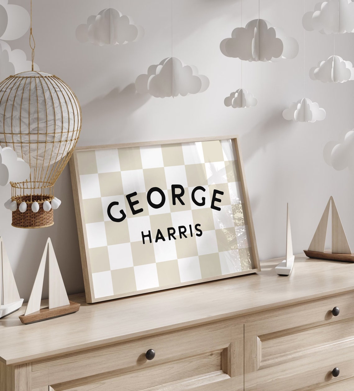William Jones Custom Boy Name Sign Checkerboard Kids Poster Decor - Image 4