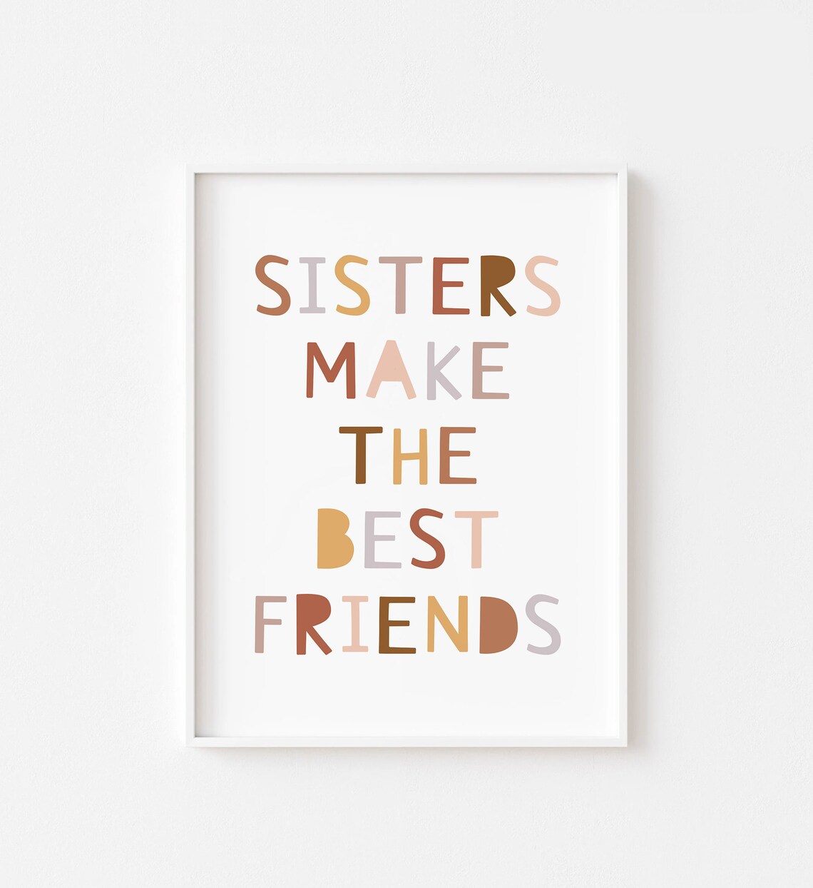 Sisters Make The Best Friends Colorful Typography Kids Room Poster - Image 2