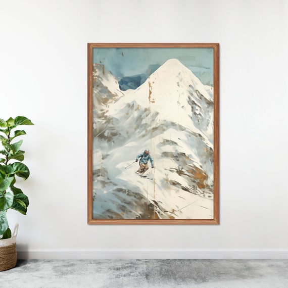 Vintage Mountain Ski Poster Winter Poster Art Swiss Ski Print French Wall Art Retro Wall Decor Wall Art