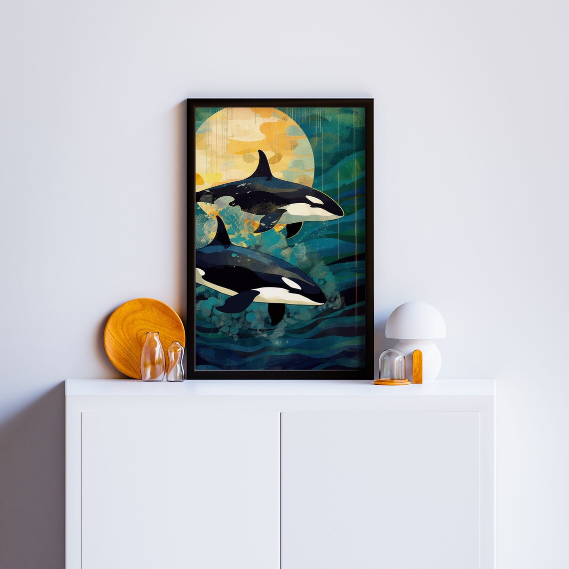 Orca Print, Pacific Northwest Coastal Nursery Art - Image 3