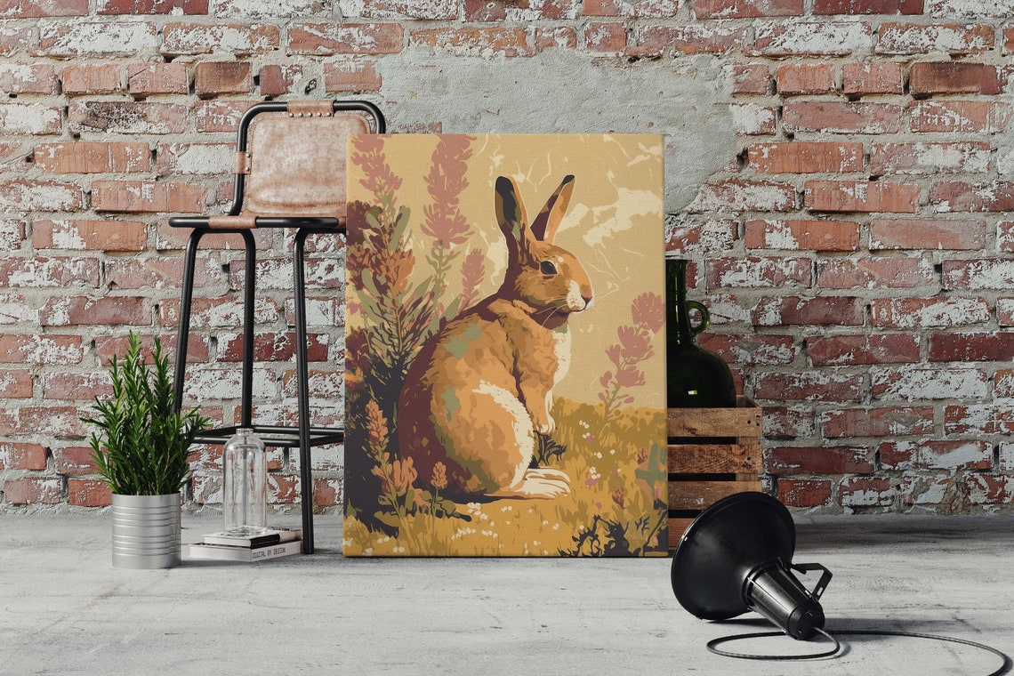 Brown Bunny Rabbit Resting in Golden Wildflower Meadow Poster - Image 3