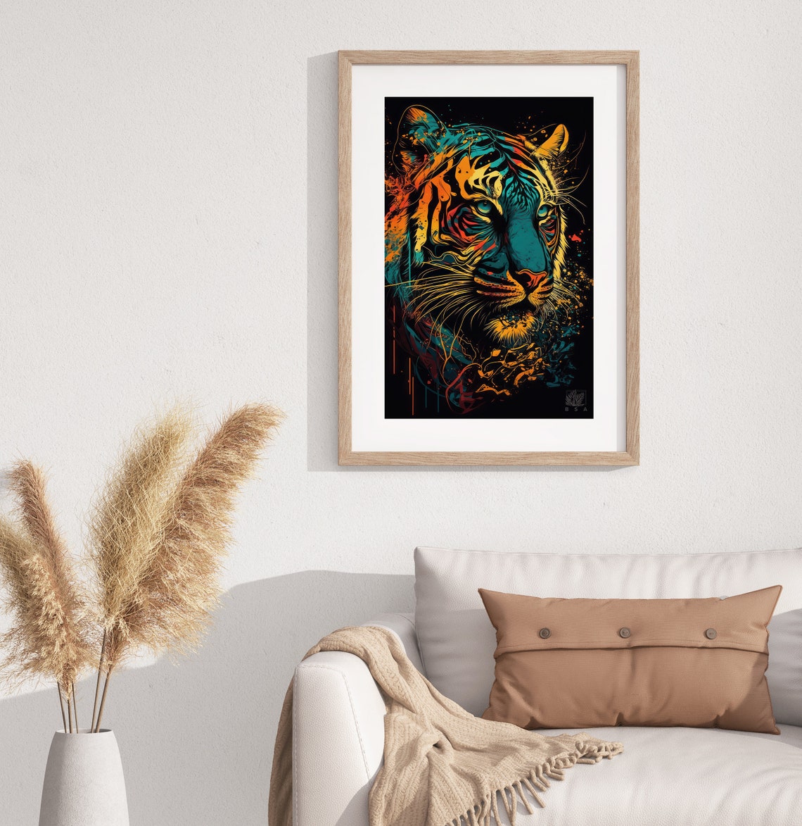 Neon Colorful Tiger Head Graffiti Splash Style Modern Art Poster - Image 3