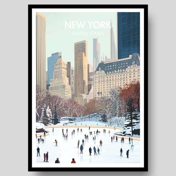 New York City Winter Snowfall Skyscraper Snow Day Scene Poster
