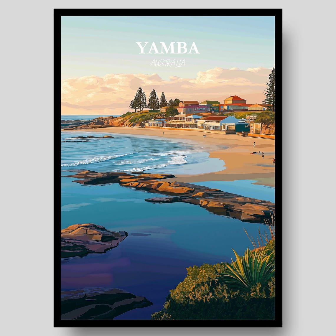 Yamba Australia Rocky Headland Surf Beach Coastal Town Poster