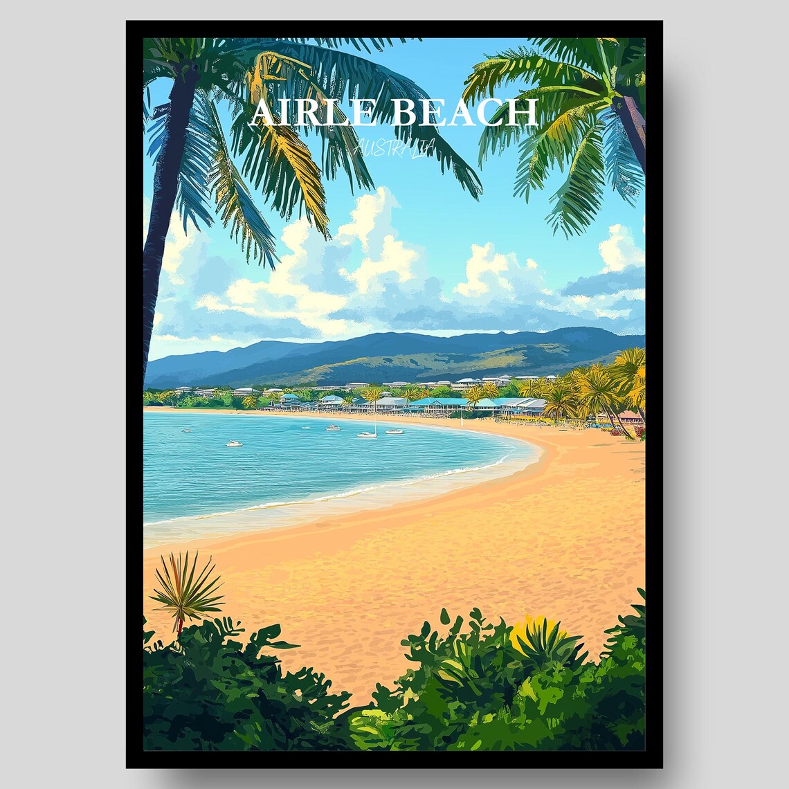 Airlie Beach Australia Whitsundays Bay Palm Fringed Shore Poster