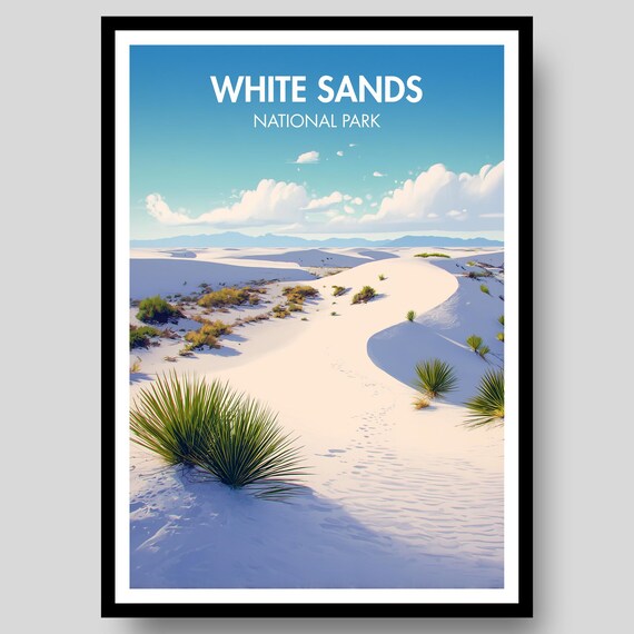 White Sands National Park White Gypsum Dunes Desert Travel Poster