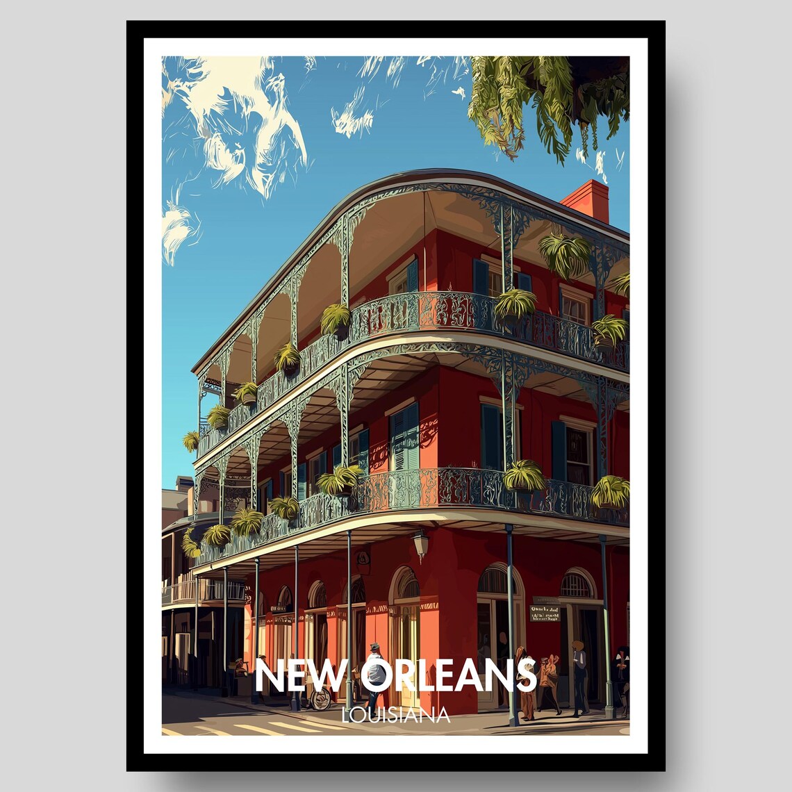 New Orleans Louisiana French Quarter Iron Balcony Facade Poster