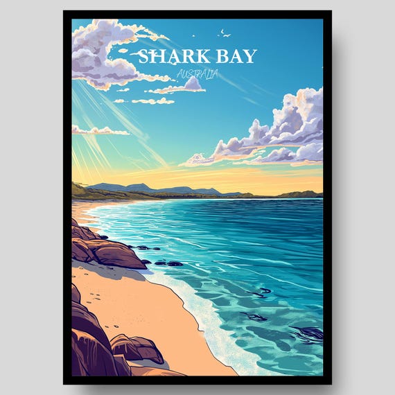 Bay Poster Western Australia Australian Wall Art Exmouth Travel Perth