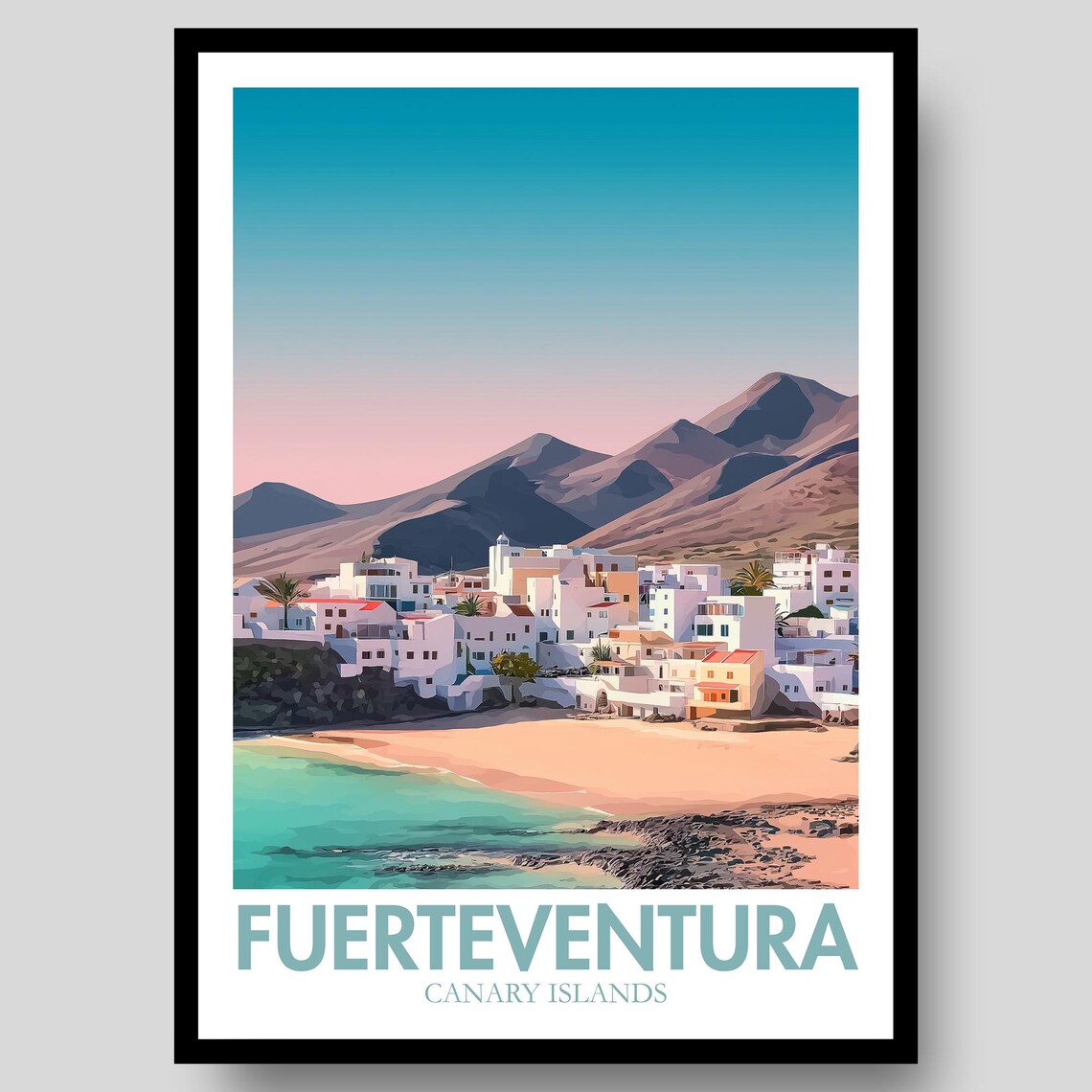 Fuerteventura Canary Islands Turquoise Water Beach Coast Poster