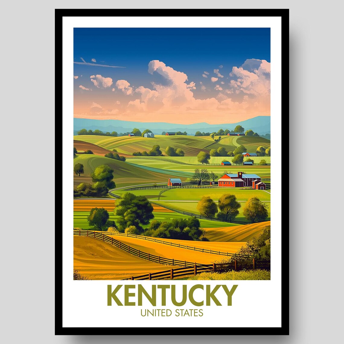 Kentucky Poster Print, Louisville Landscape