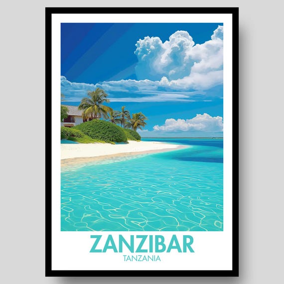 Zanzibar Travel Poster, Tanzania Wall Art