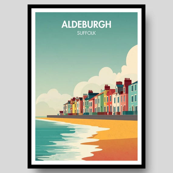 Aldeburgh Poster Suffolk Landscape Uk Wall Art Map English Countryside Sufflok Southwold