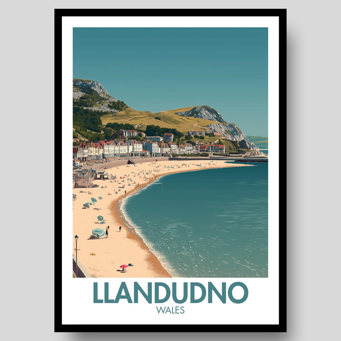 Llandudno Wales Vintage Travel Beach Seaside Resort Art Poster