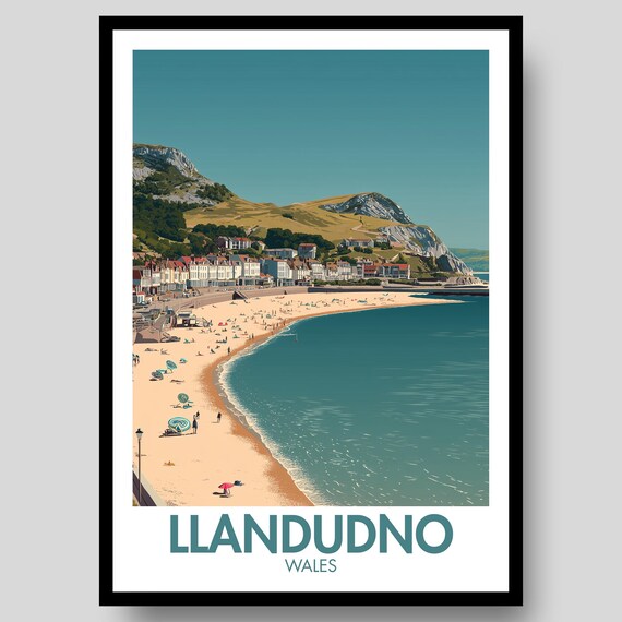 Llandudno Wales Vintage Travel Beach Seaside Resort Art Poster