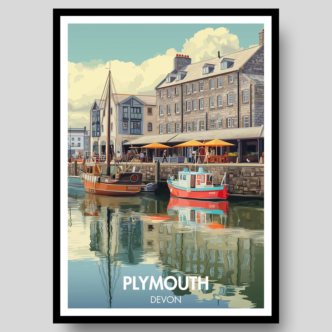 Plymouth Poster, Devon Travel Poster