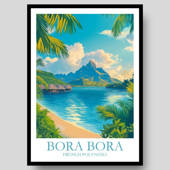 Bora Poster Luxury Oceania Travel Canvas Wall Art Tahiti Retro Print