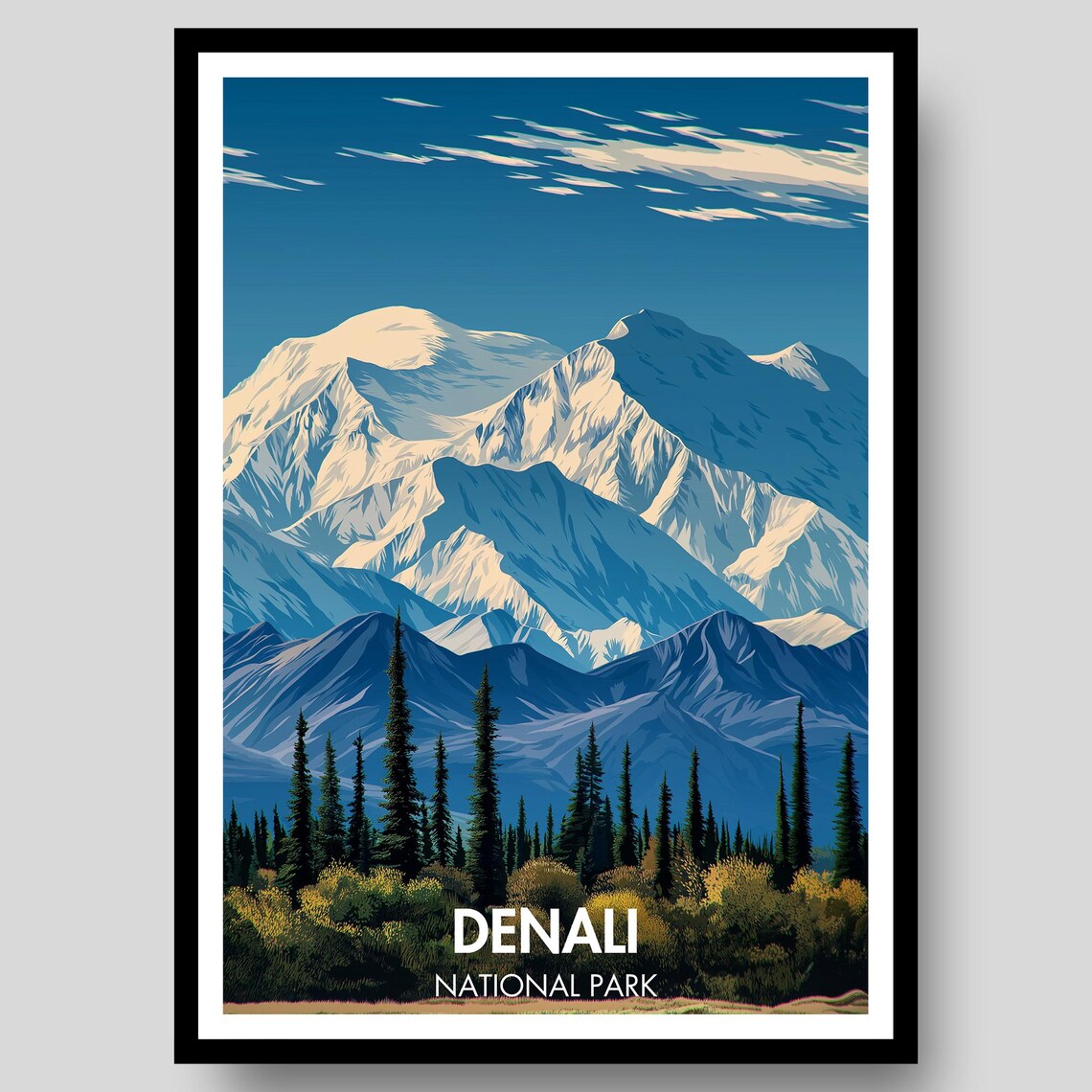 Denali National Park Snowcapped Peaks Alaska Mountain Poster