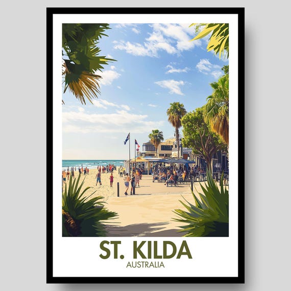 St Kilda Poster Melbourne Australian Wall Art Beach Print Australia