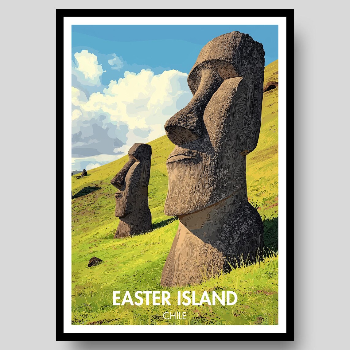 Easter Island Poster Statue Chile Art Print