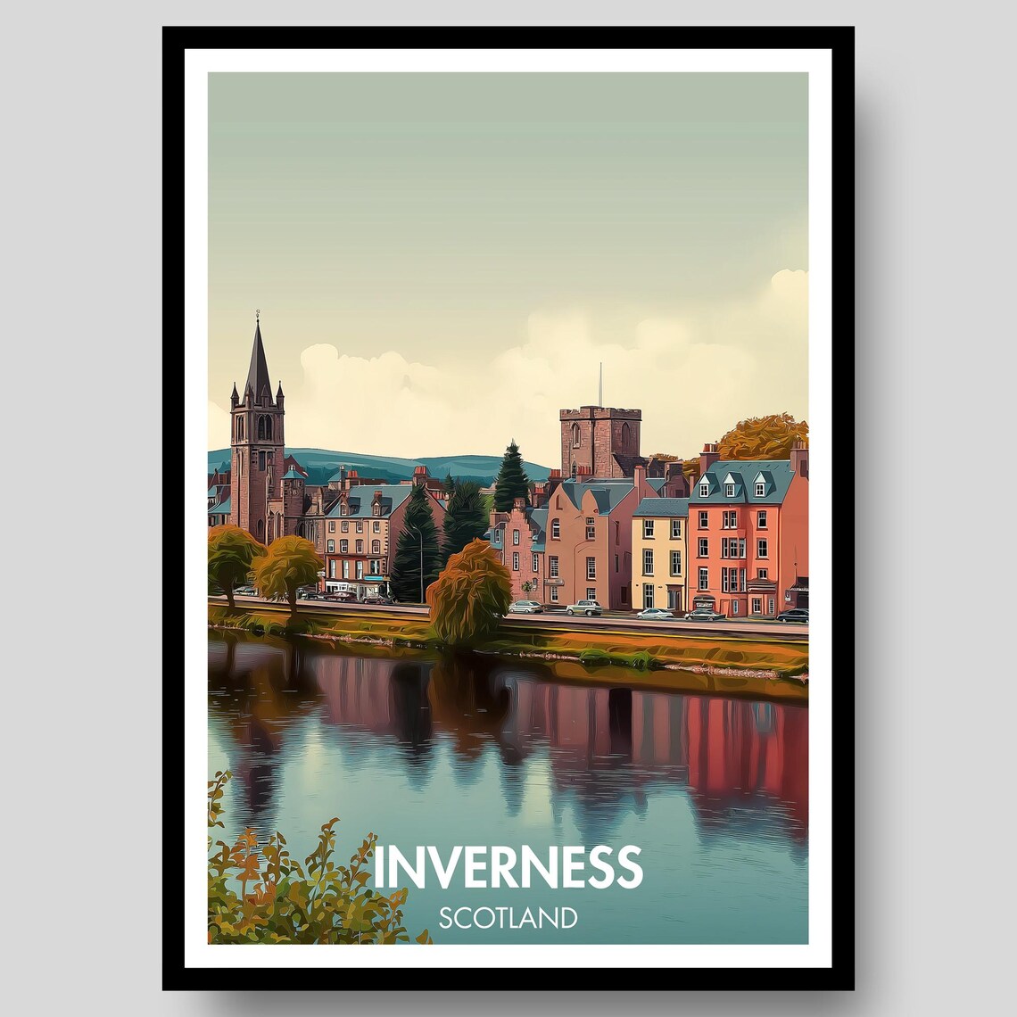 Inverness Poster, Scotland Highlands Travel Poster