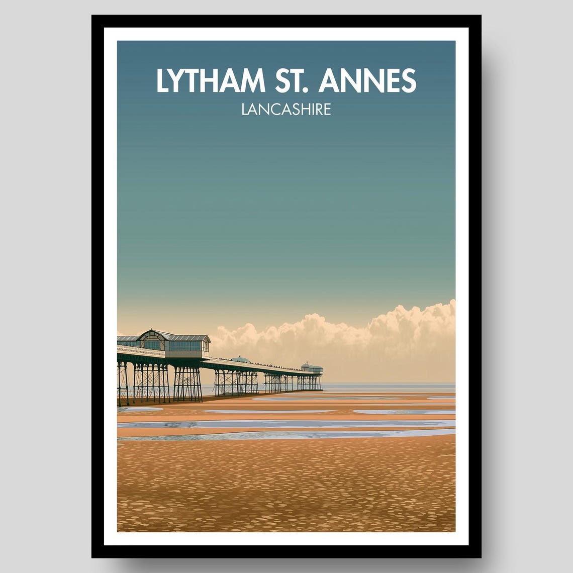 Lytham St Annes Lancashire English Seaside Pier Travel Poster