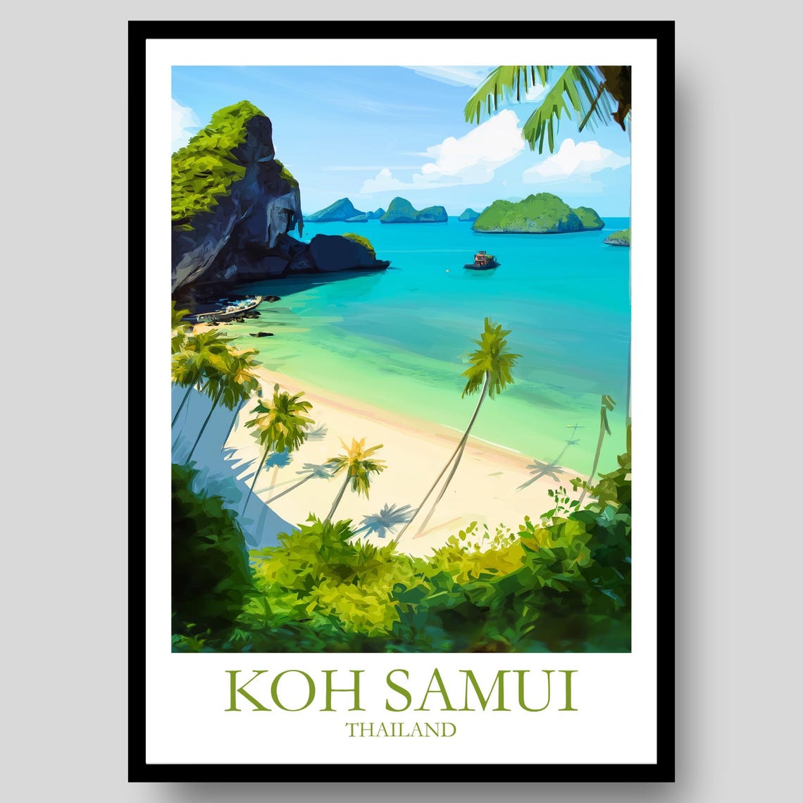 Koh Samui Thailand Palm Beach Karst Islands Vista Art Poster