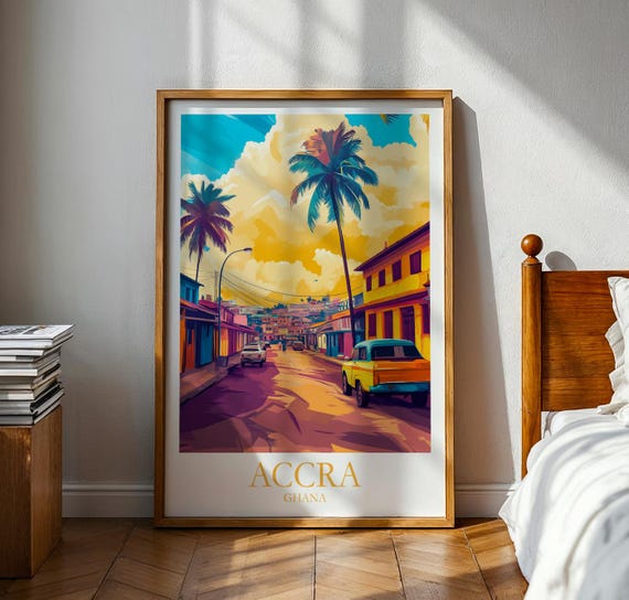 Accra Travel Poster Ghana Wall Art Vacation Gift For Traveller Print Africa