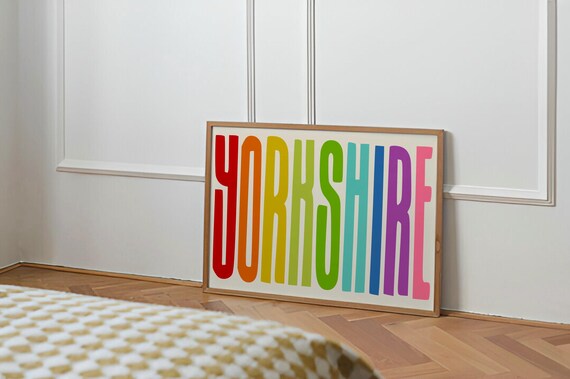 Yorkshire Rainbow Gradient Bold Typography Lettering Home Decor Poster