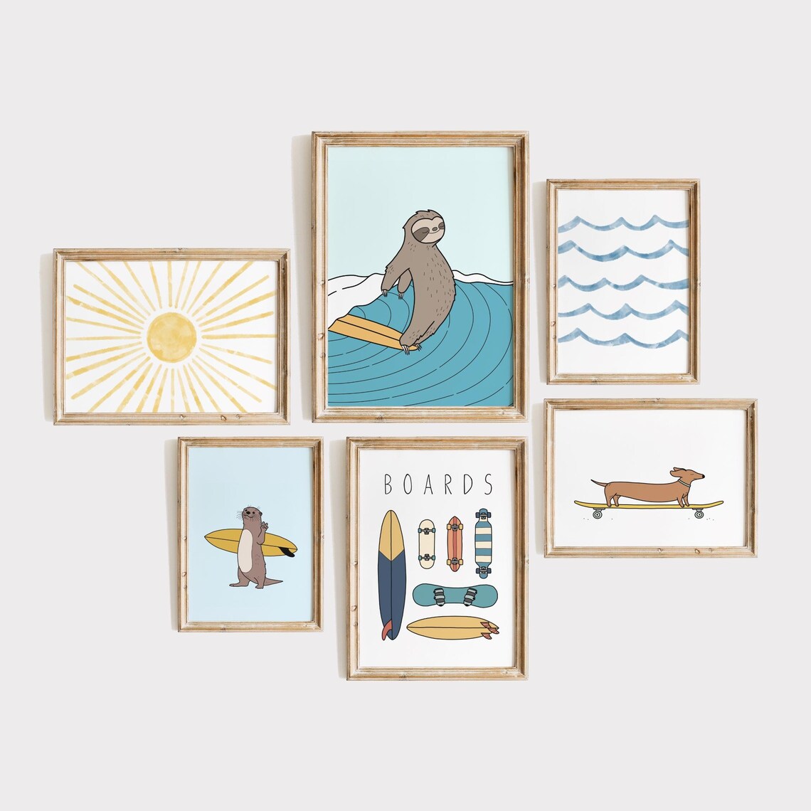 Beach House Surfing Animal Art Print Set - Image 4