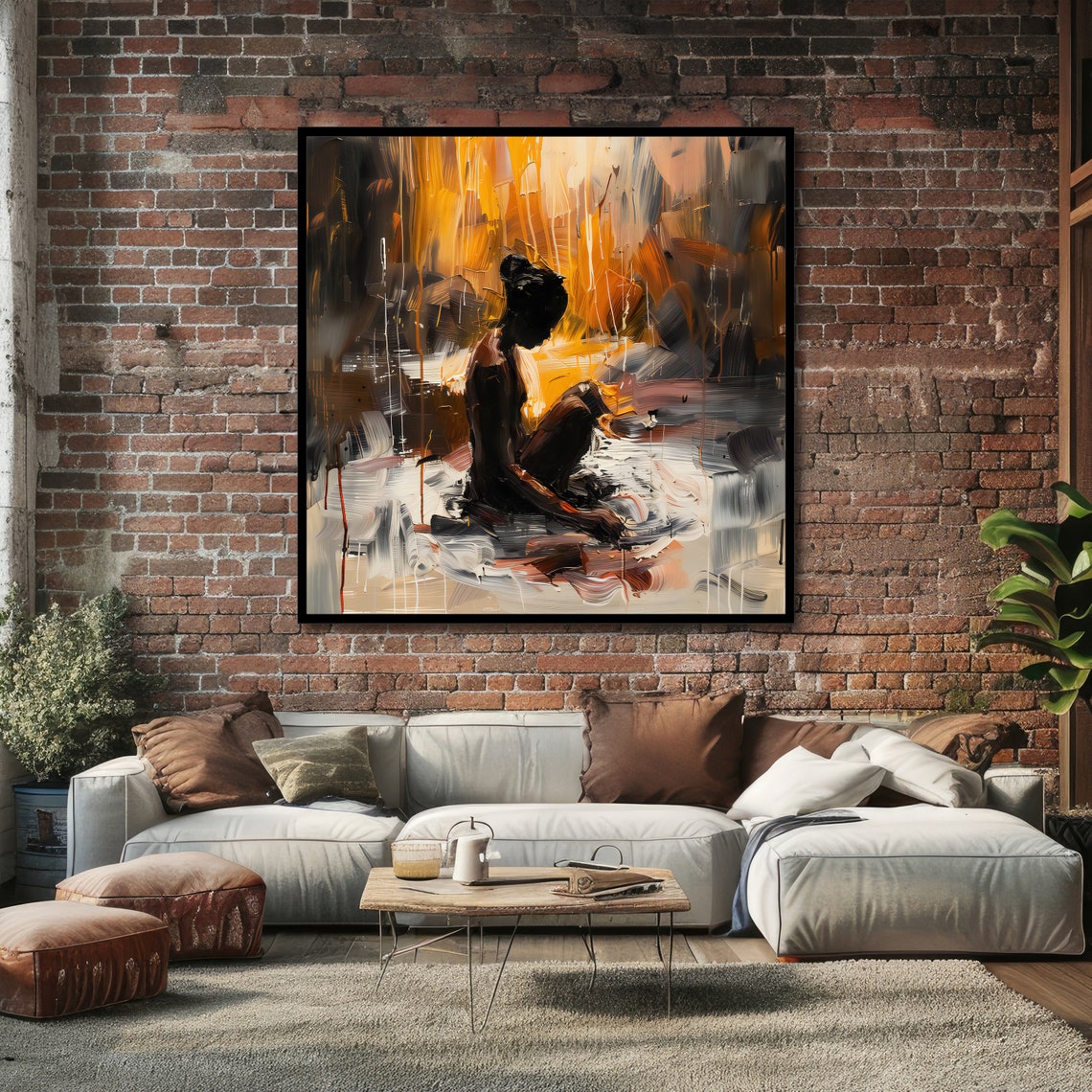 Abstract Emotional Silhouette of a Seated Woman Bold Art Poster - Image 4