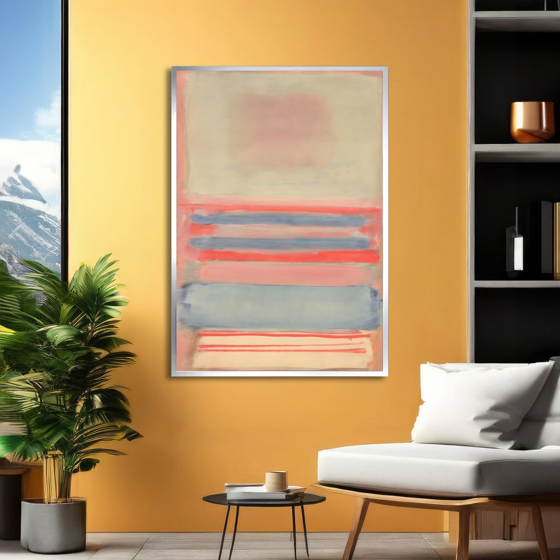 Soft Pastel Blush and Sky Stripes Rothko Style Abstract Poster - Image 4
