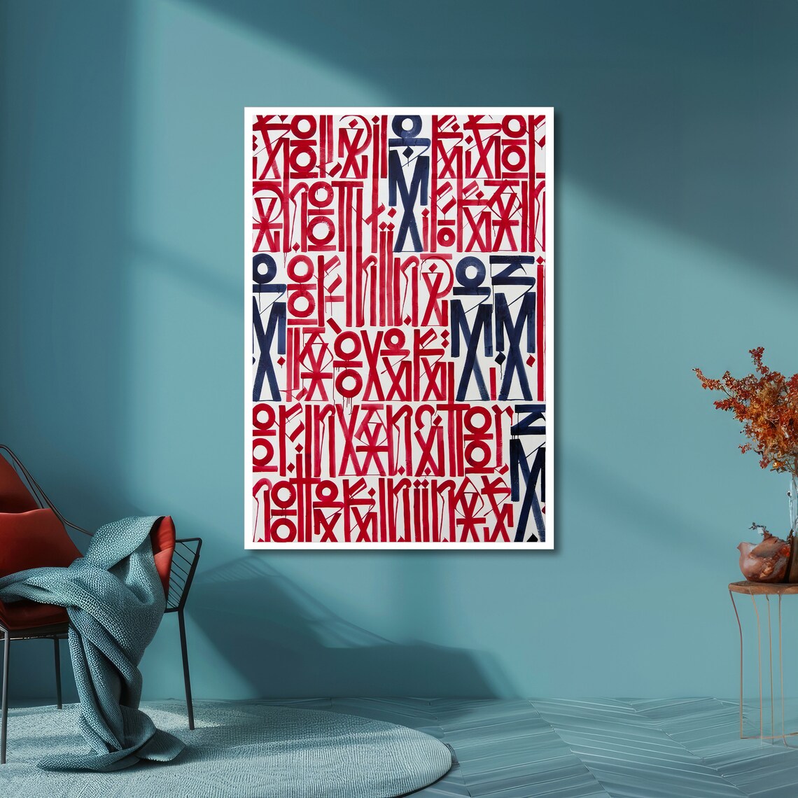 Modern Abstract Typography Bold Red And Black Art Contemporary Graphic Print Wall Art Design Ready To Hang Decoration - Image 6