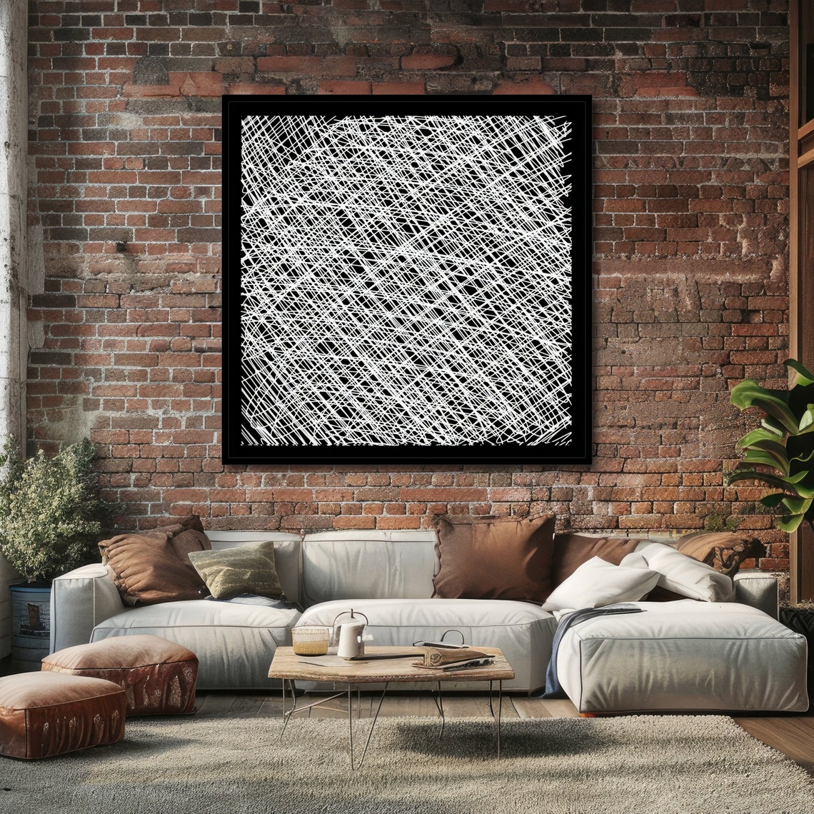 Web Weave Abstract Art Modern Geometric Wall Art Black And White Ready To Hang - Image 4