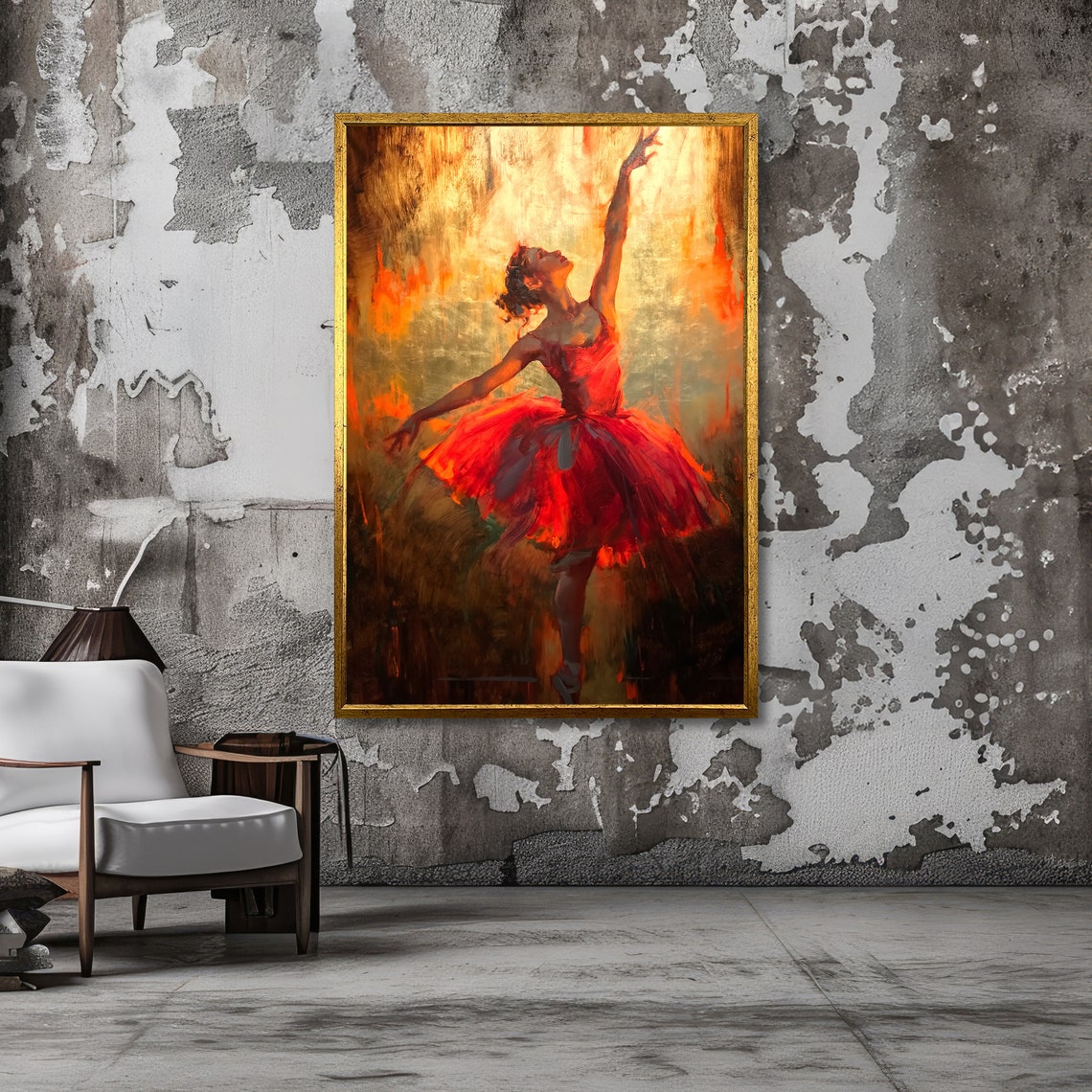 Fiery Grace Ballerina Art Red Dress Ballet Wall Print Dance Movement Poster Wall Art Design Ready To Hang Decoration - Image 3