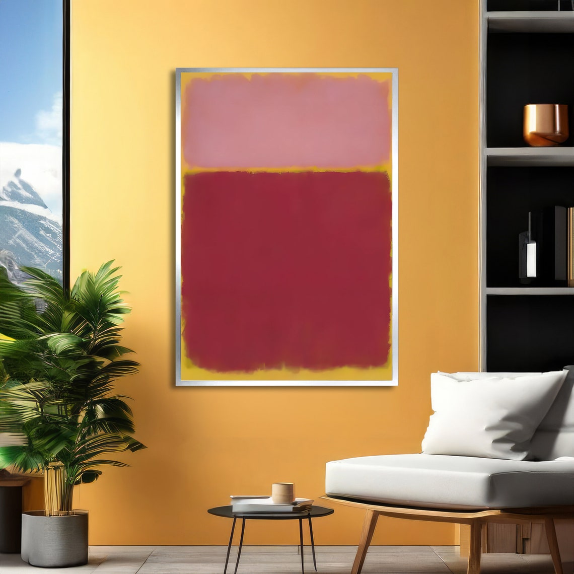 Tender Blush Pink and Crimson Rothko Style Abstract Color Poster - Image 2