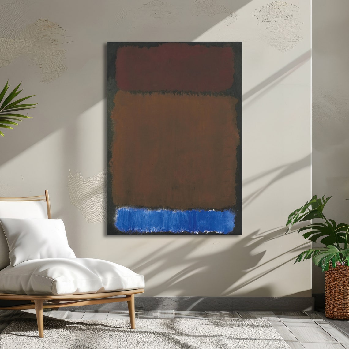 Earthy Brown and Cobalt Blue Rothko-Inspired Abstract Poster - Image 5