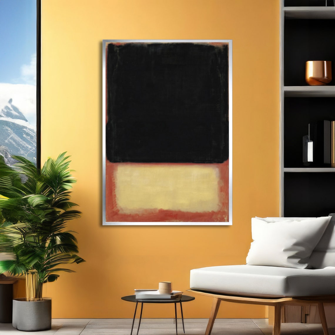 Black and Pale Gold Horizon Rothko Style Abstract Color Poster - Image 5