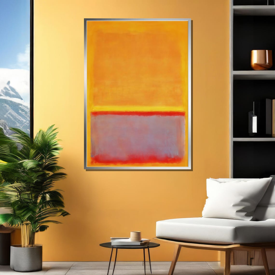 Abstract Expressionist Yellow Lavender and Red Color Fields Art Poster - Image 5