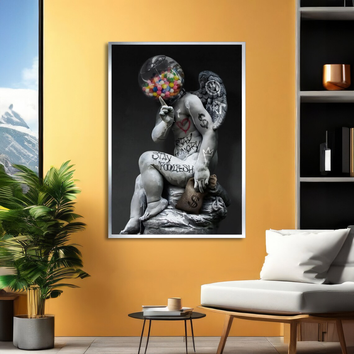 Gumball Angel Statue Graffiti Street Art Stay Hungry Foolish Poster - Image 6