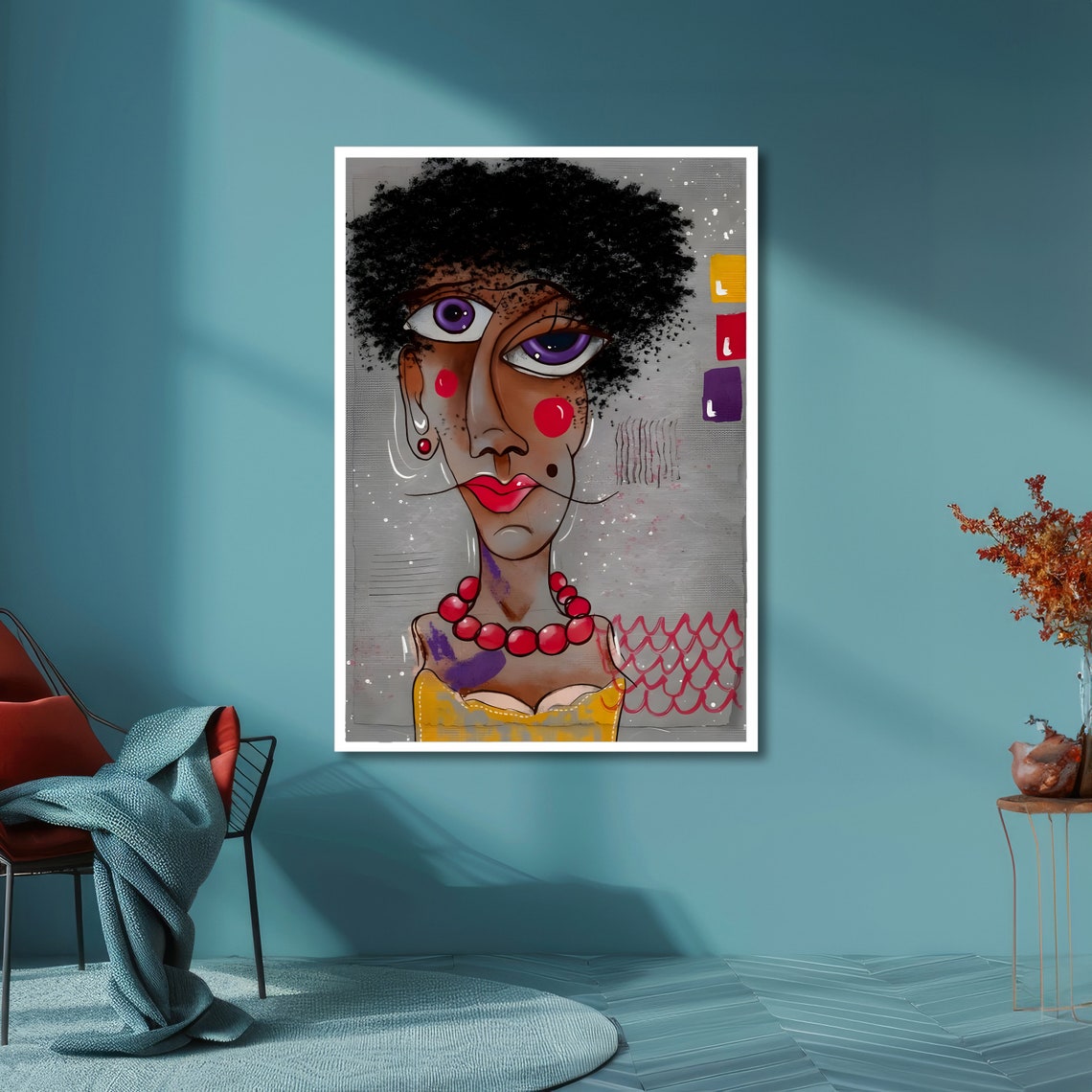 Funky Lilac Glimpse Abstract Woman Portrait Pop Art Style Poster - Image 6