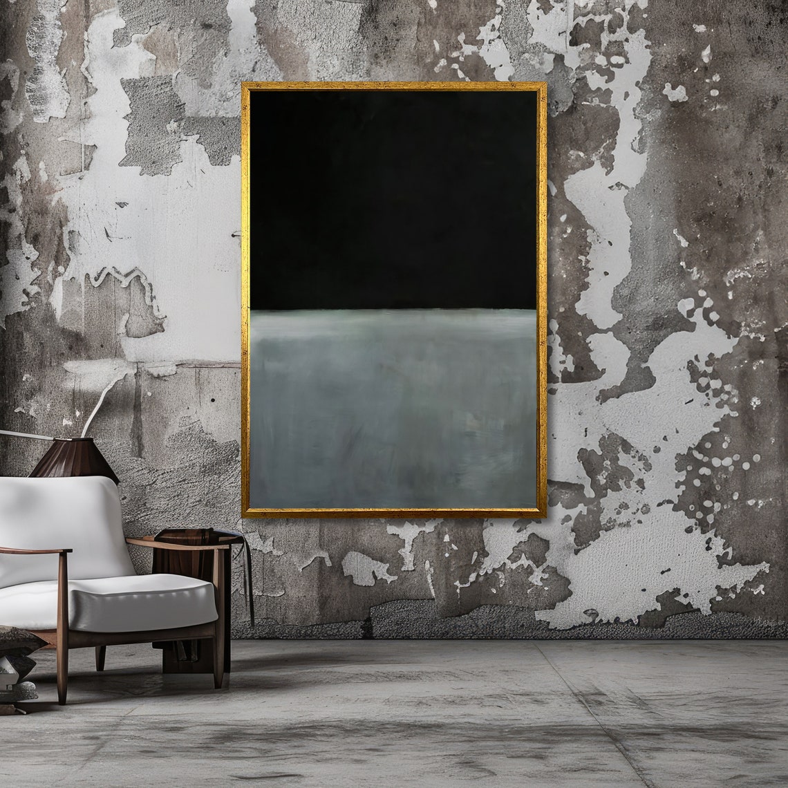 Meditative Black and Misty Grey Abstract Poster in Rothko Style - Image 3