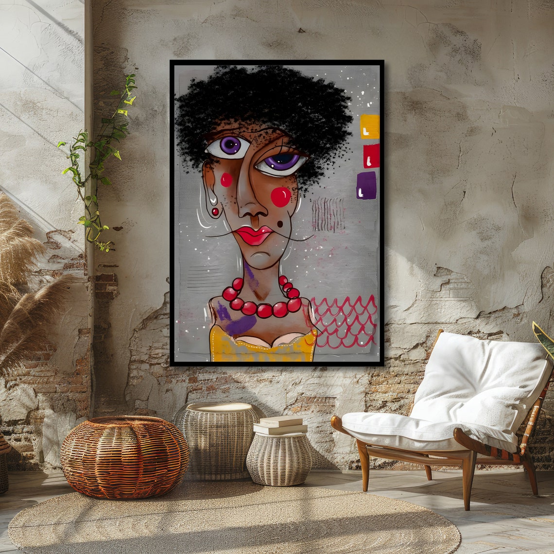 Funky Lilac Glimpse Abstract Woman Portrait Pop Art Style Poster - Image 4