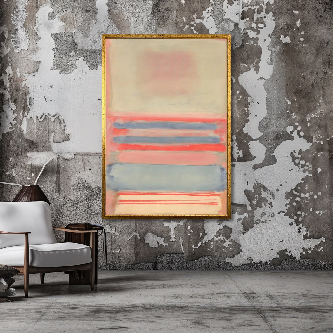 Soft Pastel Blush and Sky Stripes Rothko Style Abstract Poster - Image 2