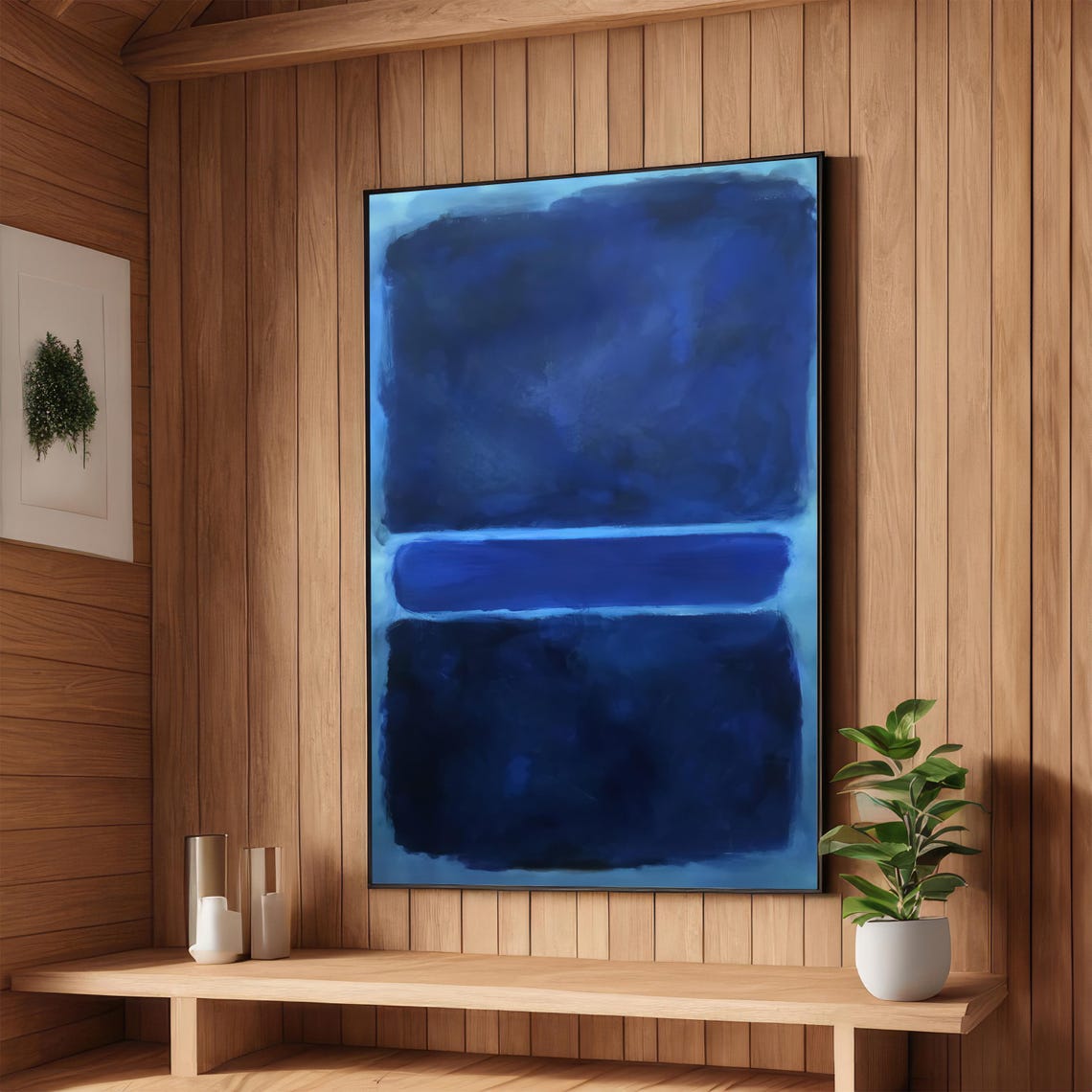 Deep Blue Abstract Color Field Painting Modern Minimalist Art Poster