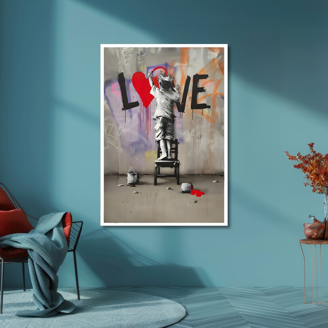 Boy Painting LOVE Heart Graffiti Street Art Urban Decor Poster - Image 6